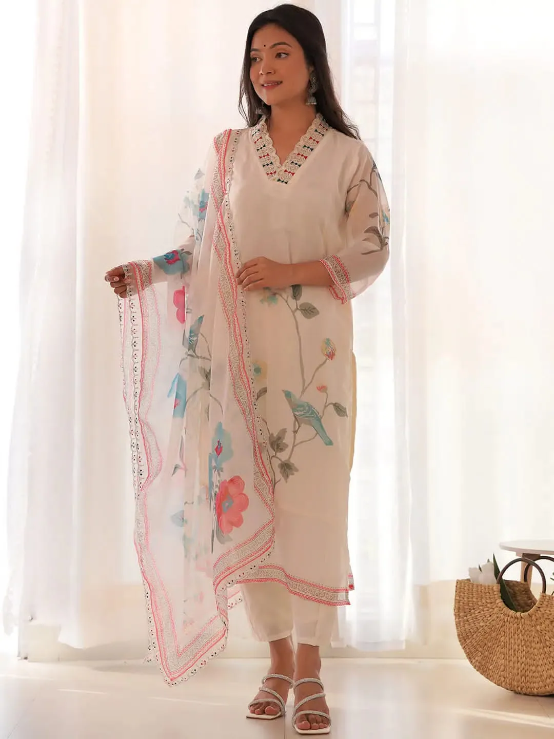 Beautiful Designer Summer Special Heavy Anarkali Orgenza Salwar Suit