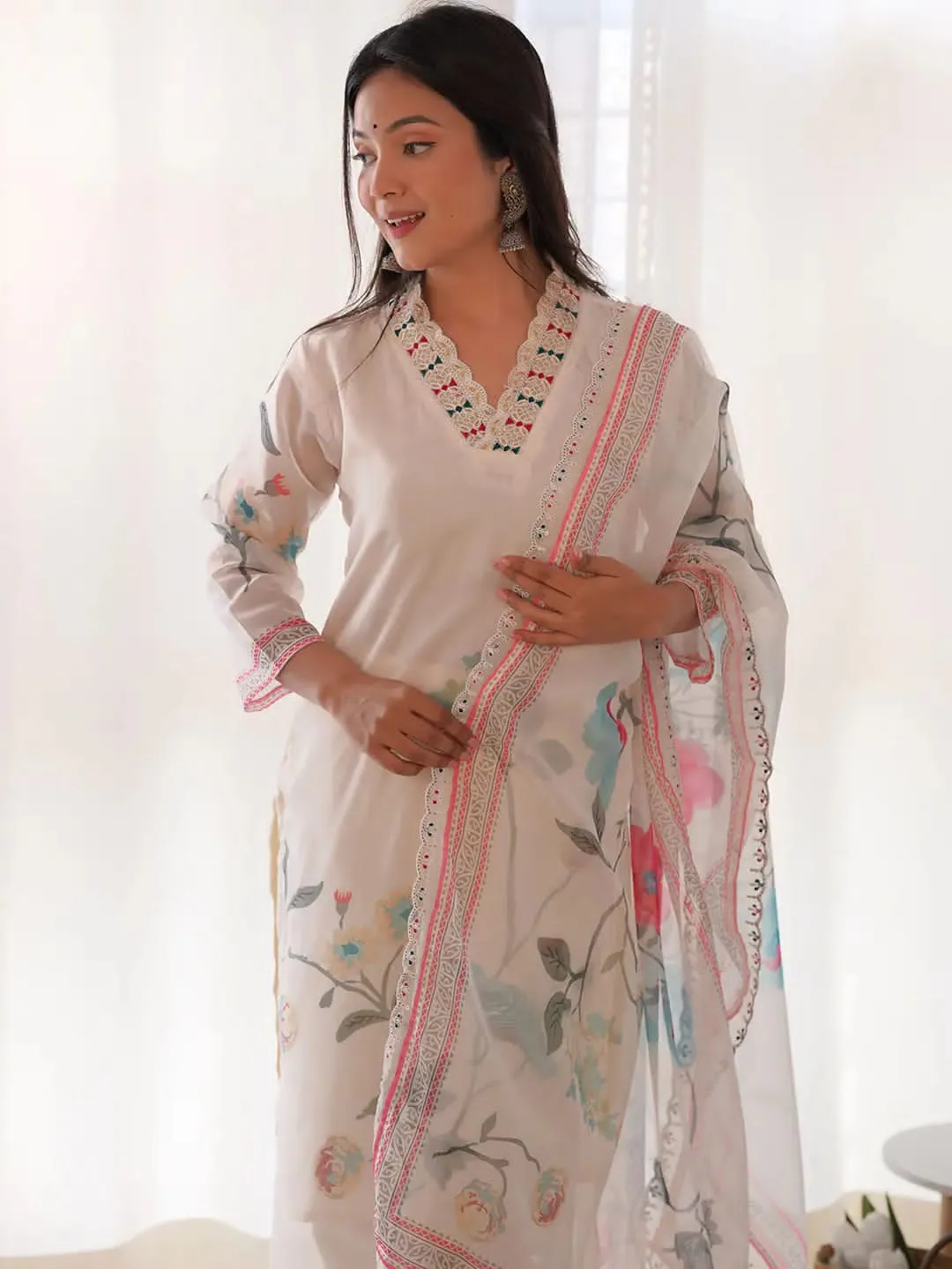 Beautiful Designer Summer Special Heavy Anarkali Orgenza Salwar Suit