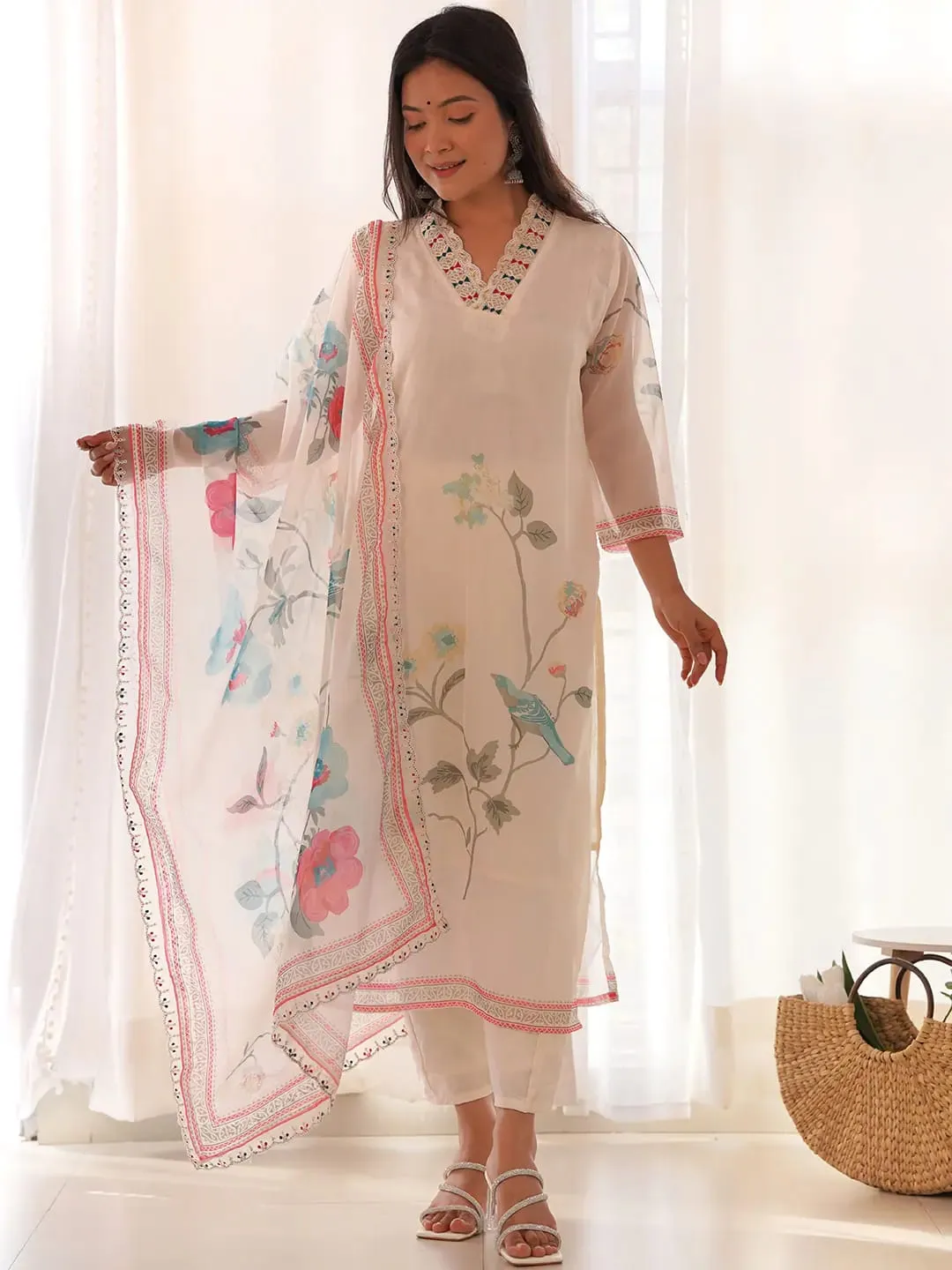 Beautiful Designer Summer Special Heavy Anarkali Orgenza Salwar Suit