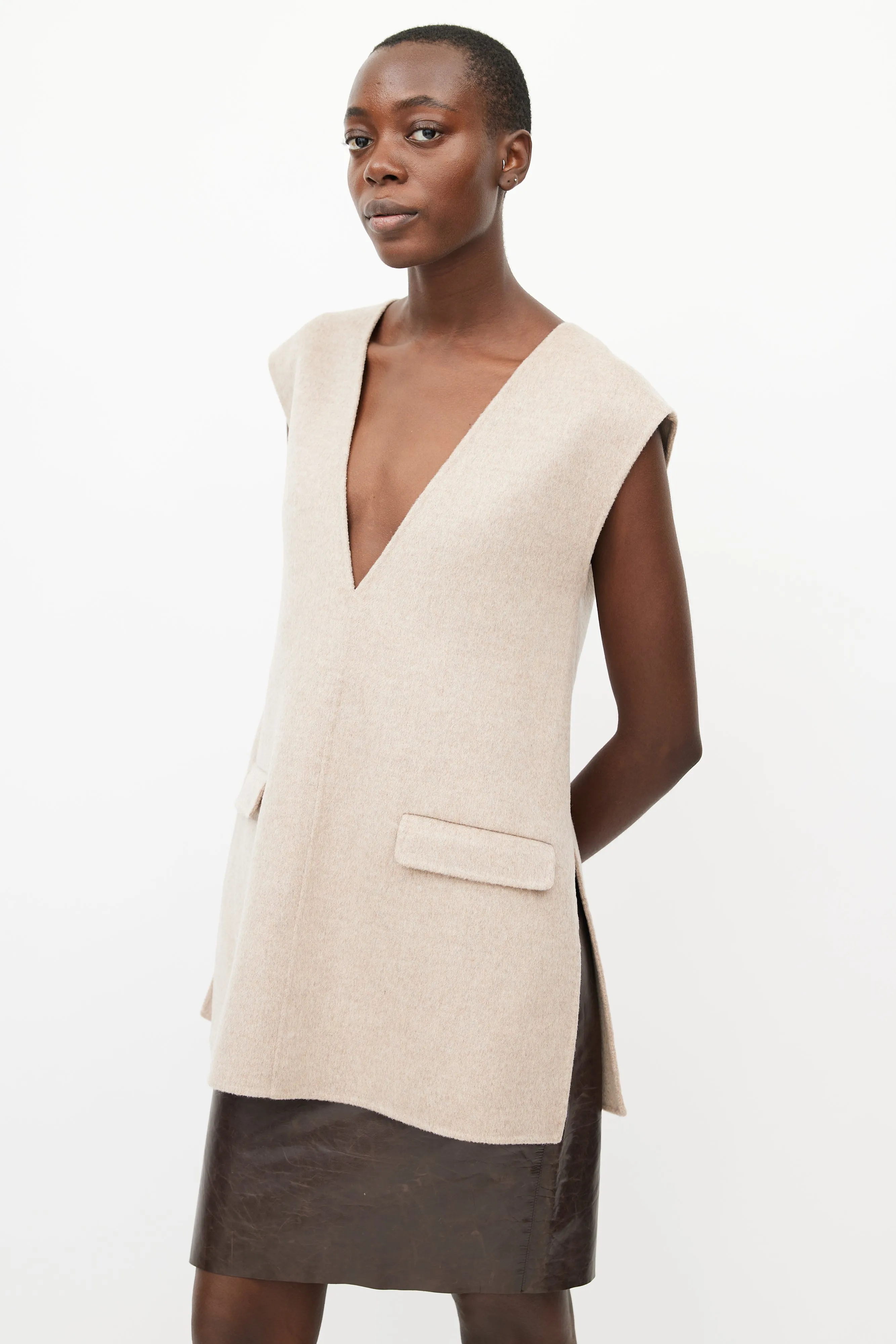 Beige V-Neck Tunic