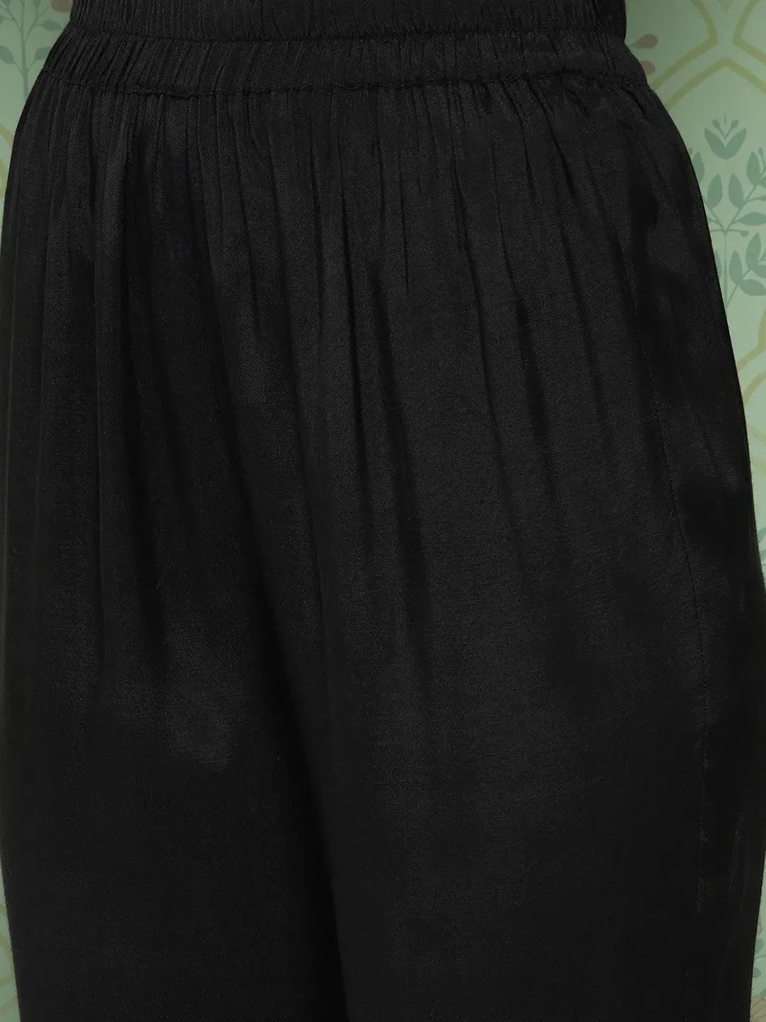 Black Woven Design Silk Blend Pakistani Suit