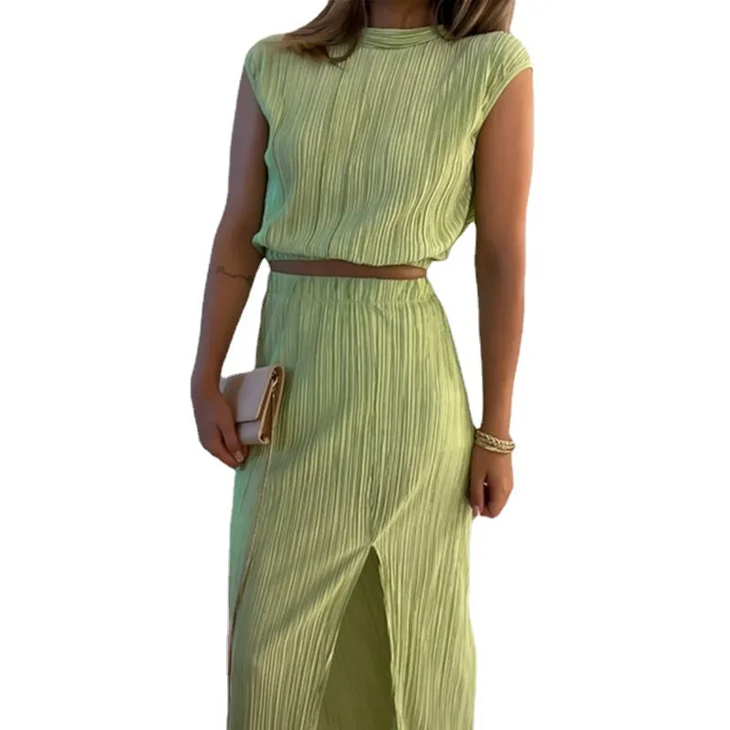 Collar Short Shirt Mid-Length Skirt Two-Piece Suit