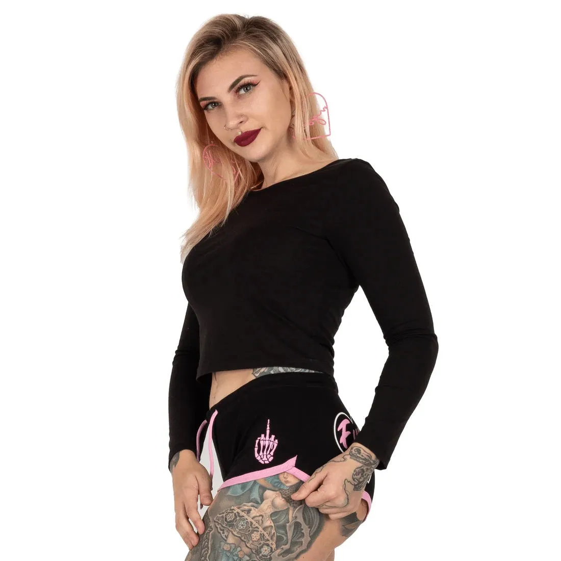 F Off, F You Heart Pink Womens Dolphin Hot Shorts