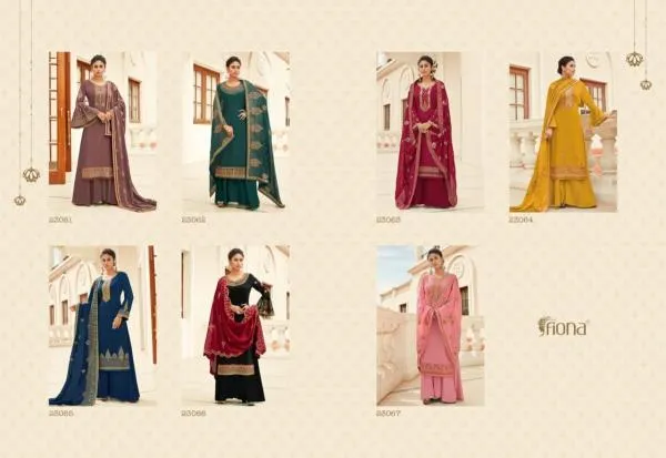 GHAZAL BY FIONA 23061 TO 23067 SERIES CHINON FULL STICHED SALWAR SUITS WHOLESALE 7 PCS
