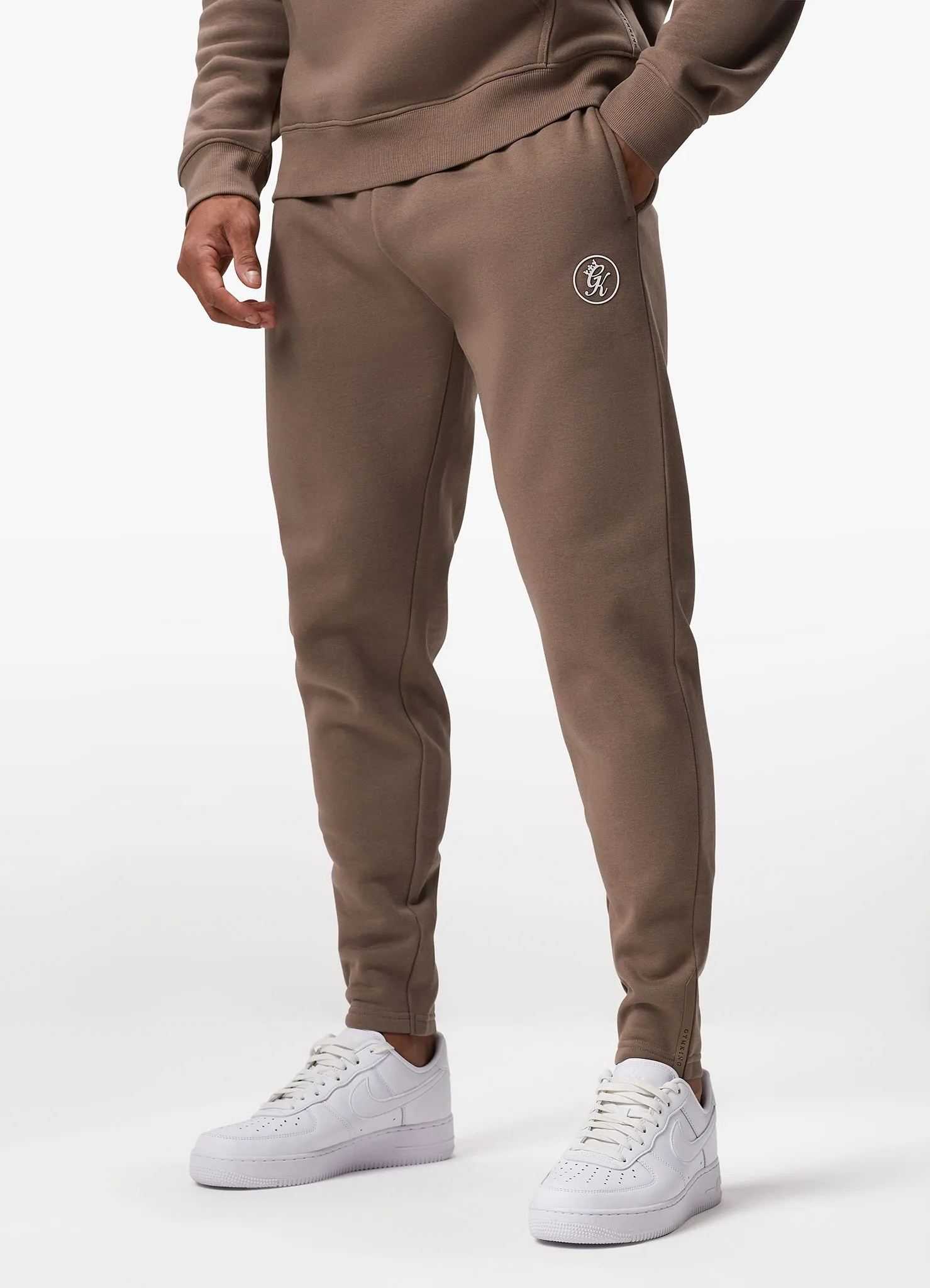 Gym King Pro Logo Fleece Tracksuit - Dark Taupe