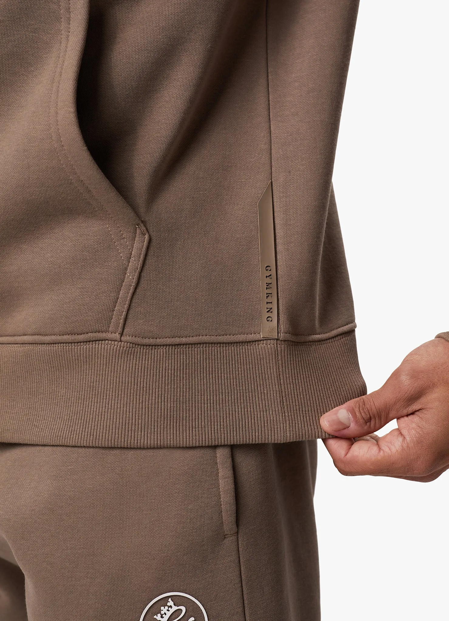 Gym King Pro Logo Fleece Tracksuit - Dark Taupe