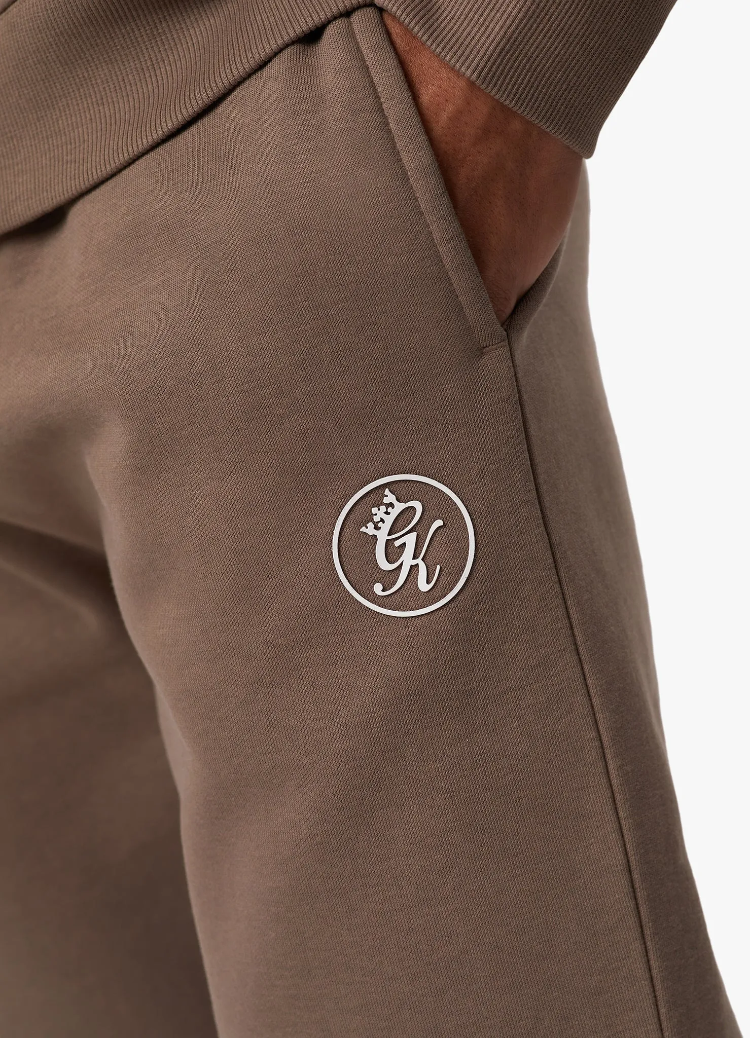 Gym King Pro Logo Fleece Tracksuit - Dark Taupe