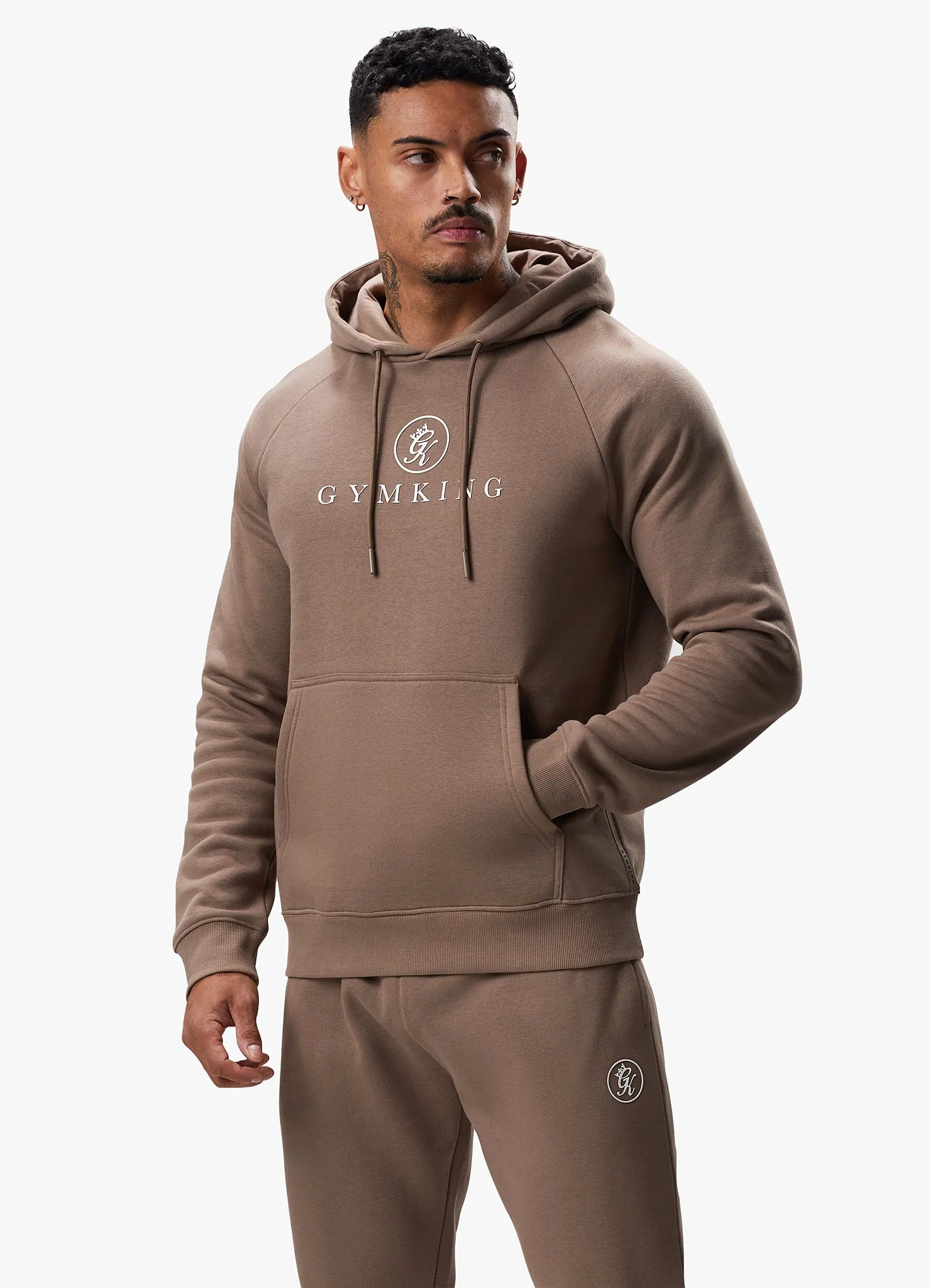 Gym King Pro Logo Fleece Tracksuit - Dark Taupe