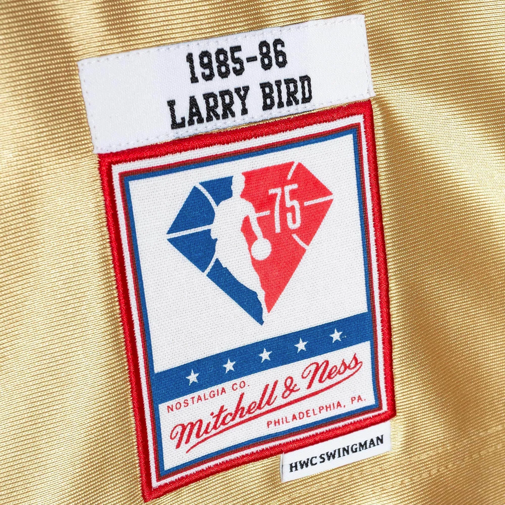 NBA Boston Celtics Larry Bird 1985 75th Anniversary Gold Jersey
