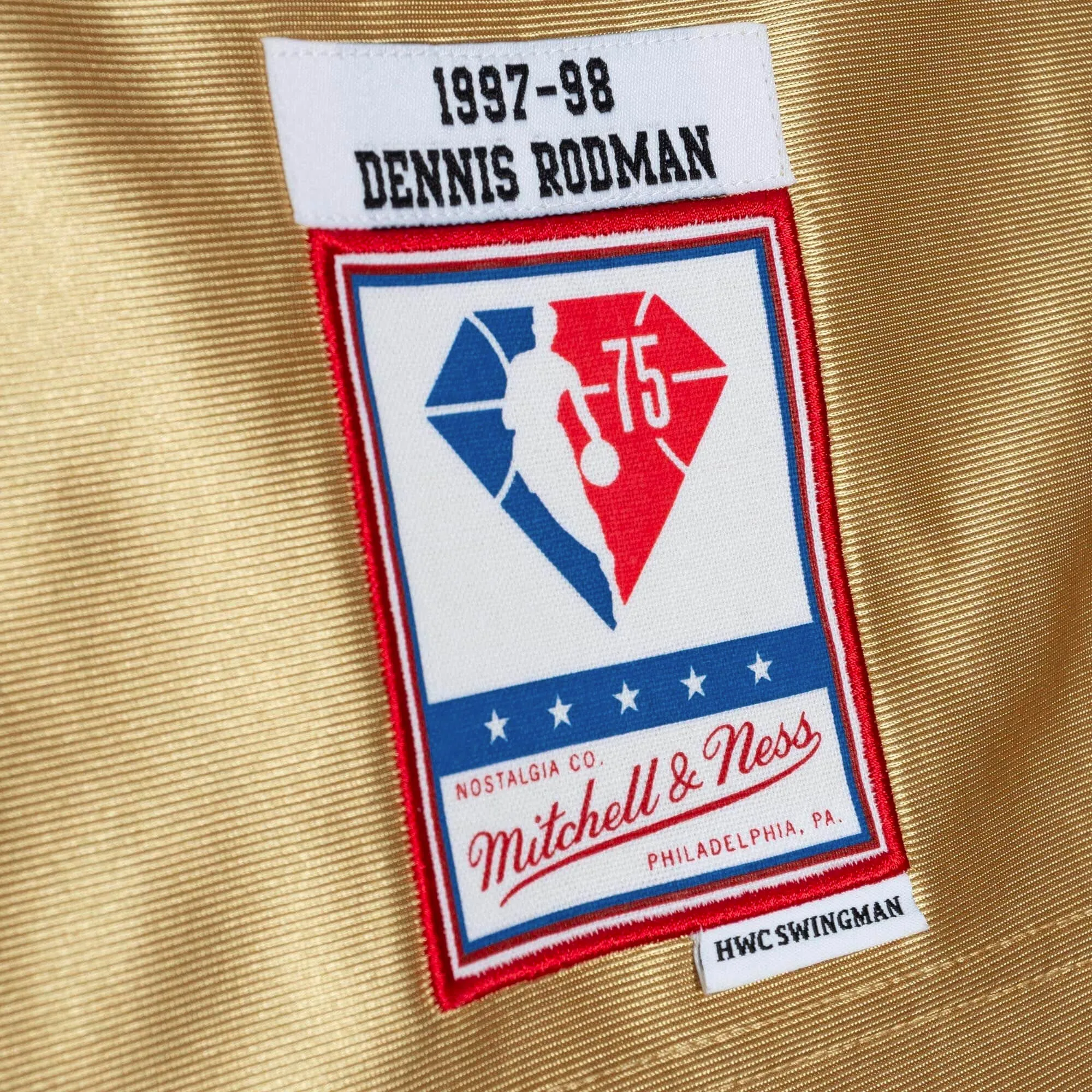NBA Chicago Bulls Dennis Rodman 1997 75th Anniversary Gold Jersey