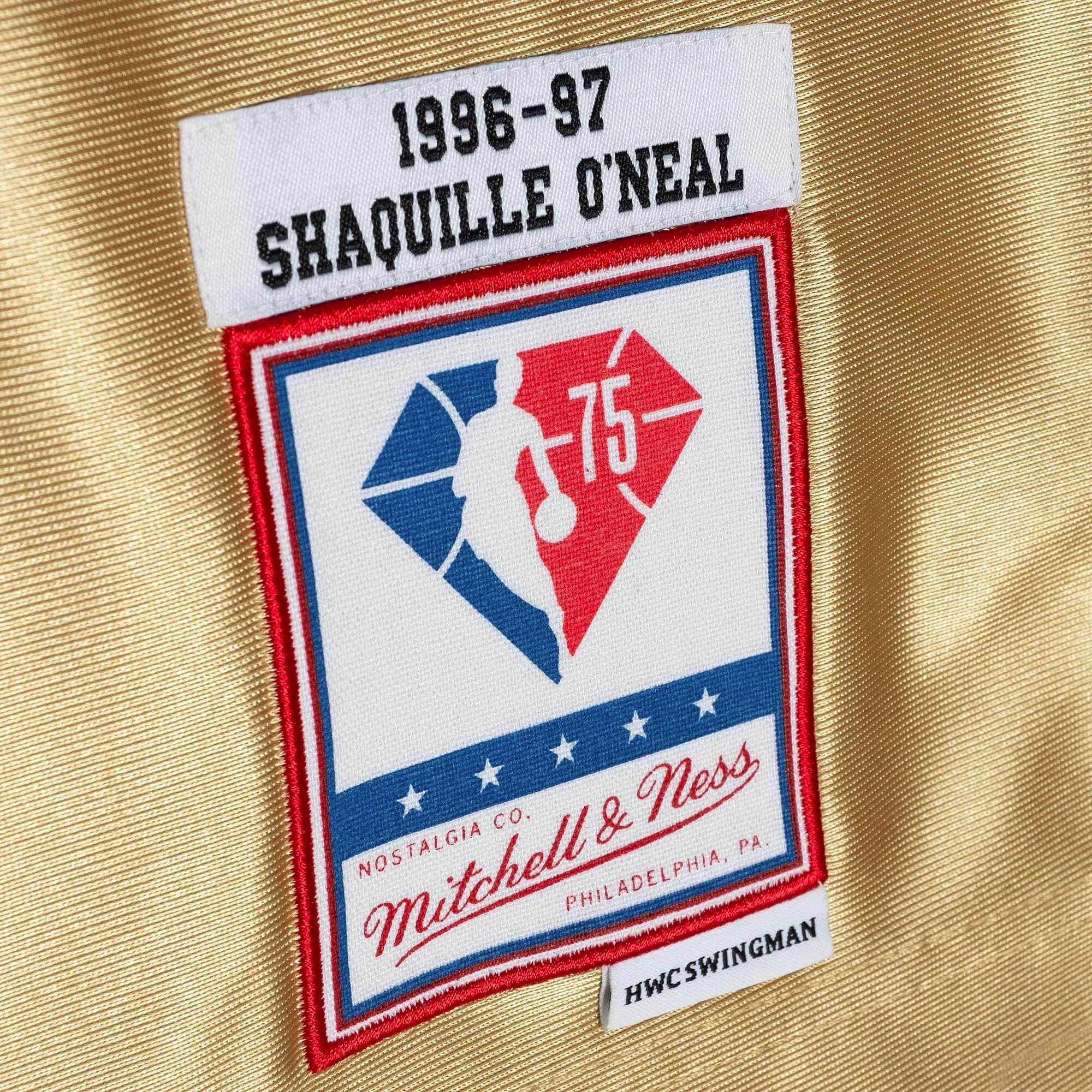 NBA Los Angeles Lakers Shaquille O'Neal 1996 75th Anniversary Gold Jersey