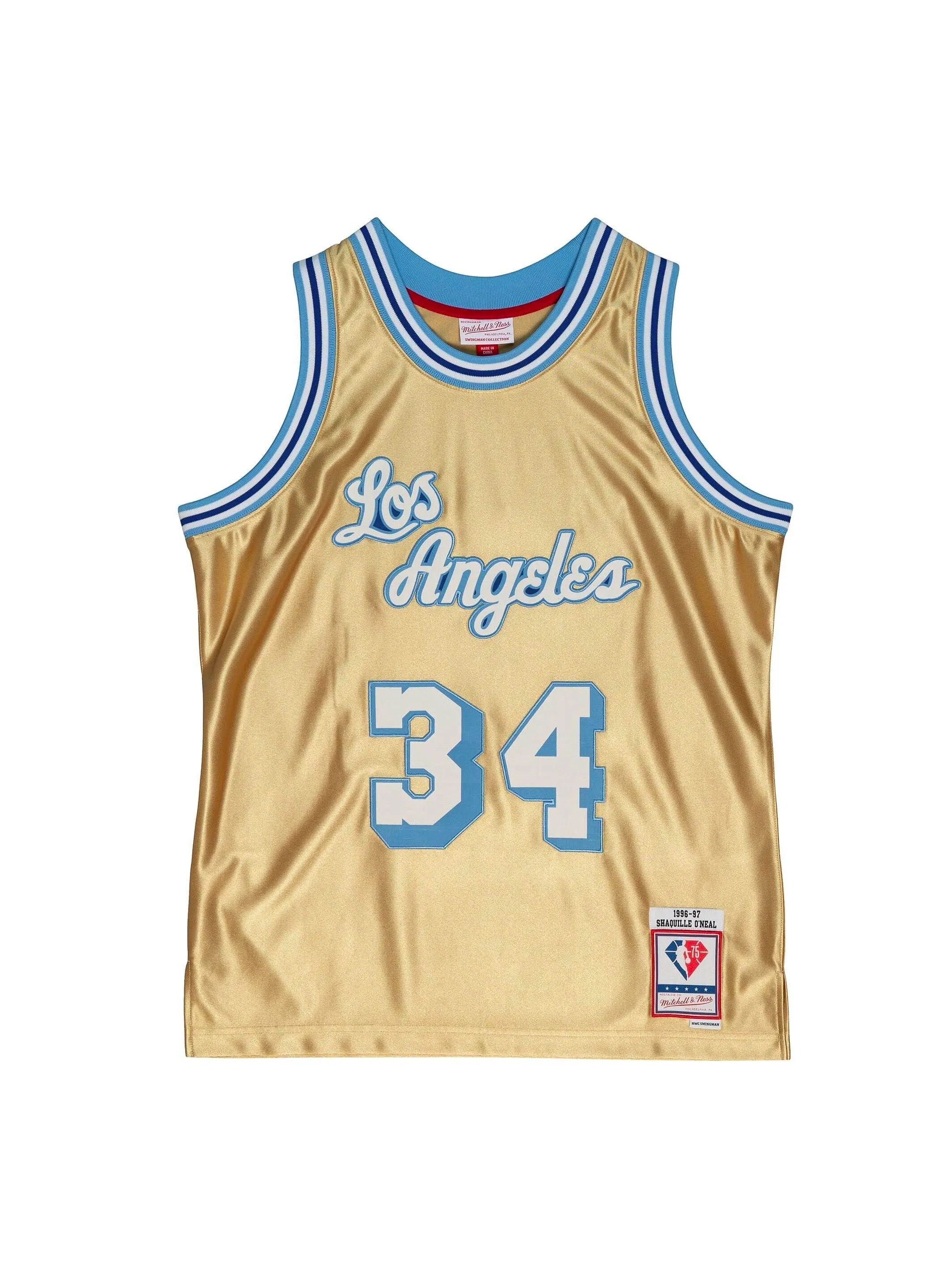 NBA Los Angeles Lakers Shaquille O'Neal 1996 75th Anniversary Gold Jersey