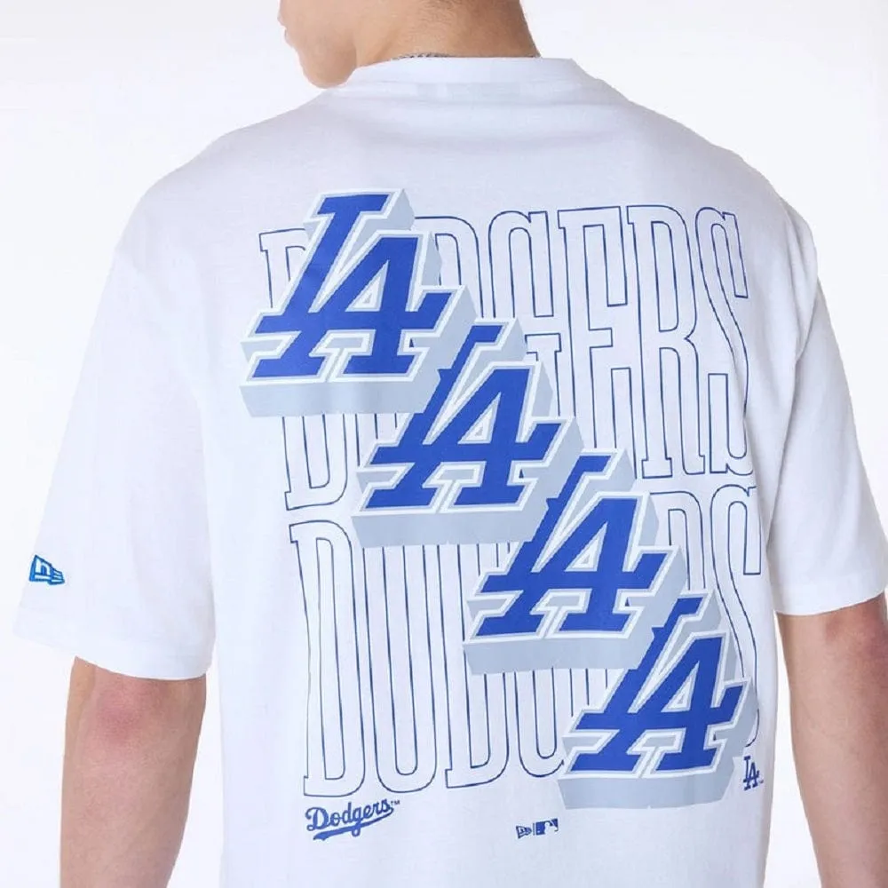 New Era MLB Wordmark Oversized Tee Los Angeles Dodgers - White