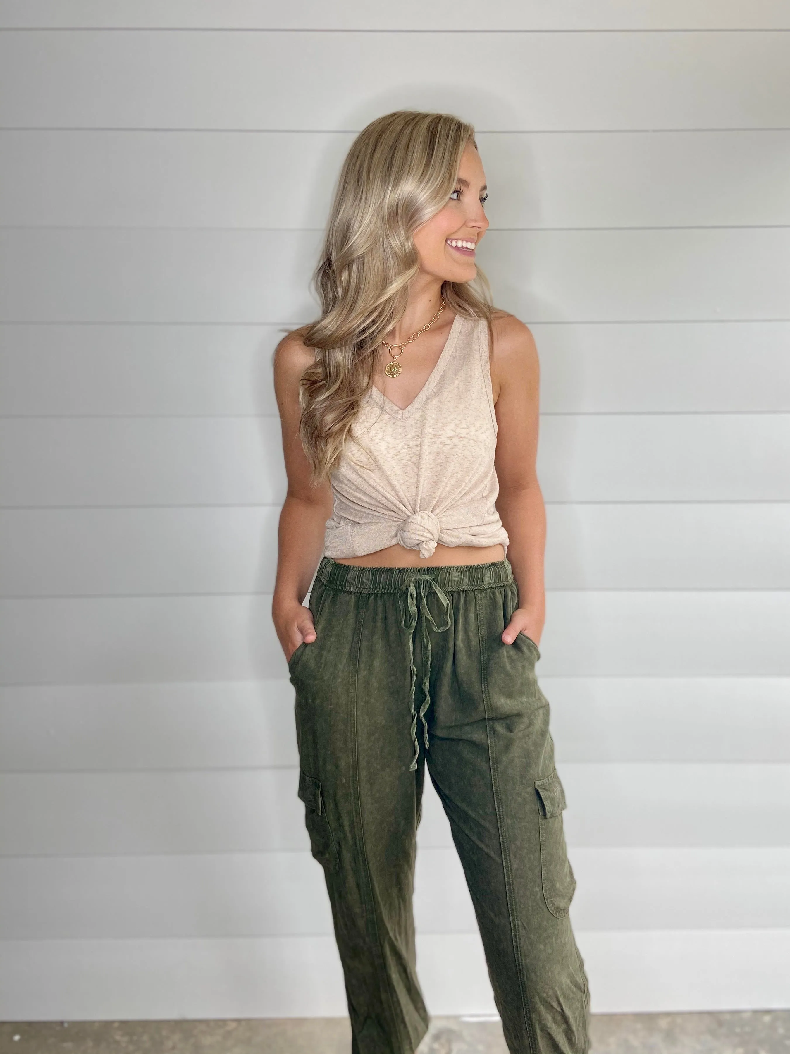 Olive Cargo Joggers
