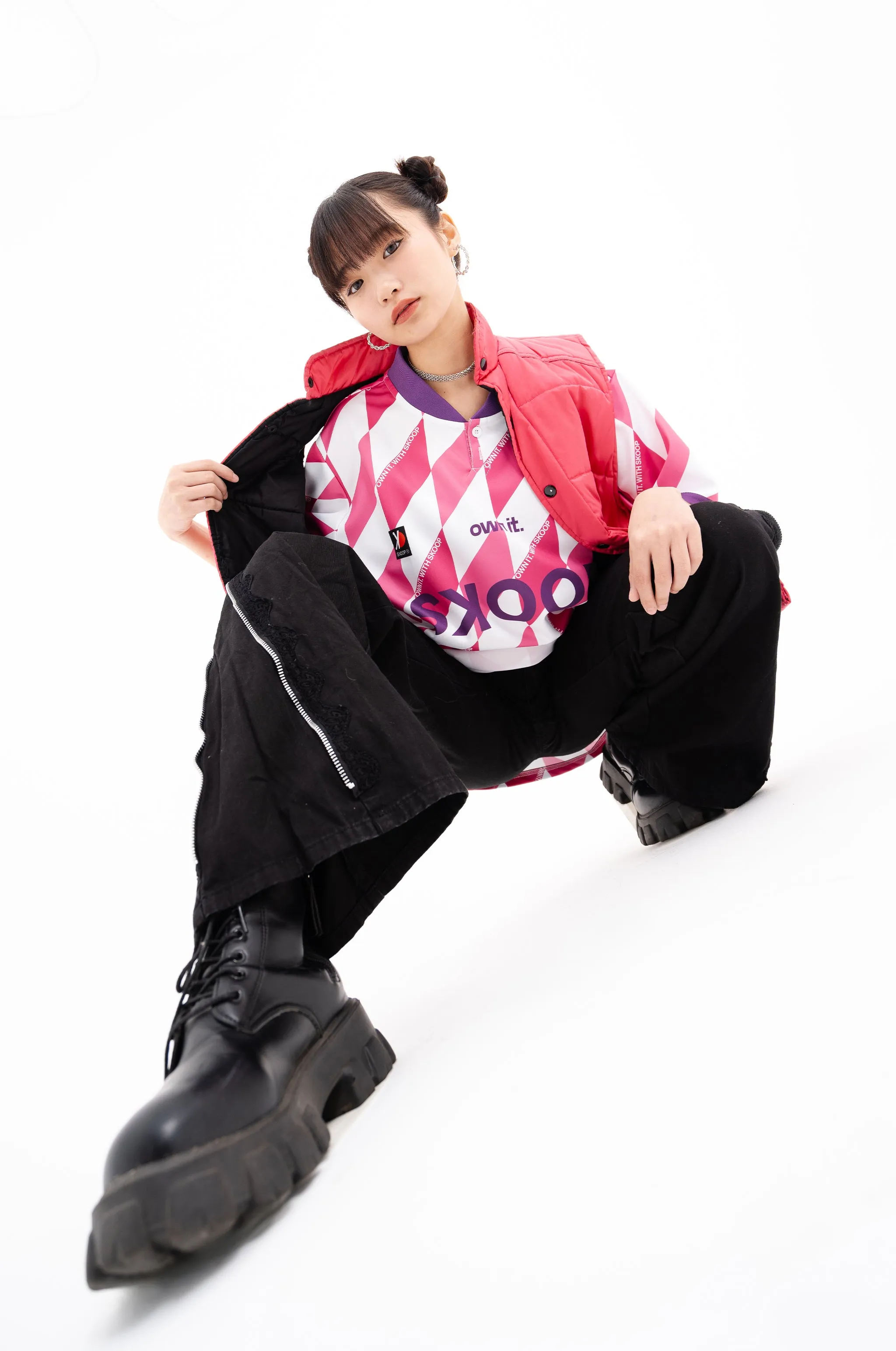SKOOP® Evergreen Buttoned Collared Jersey Pink