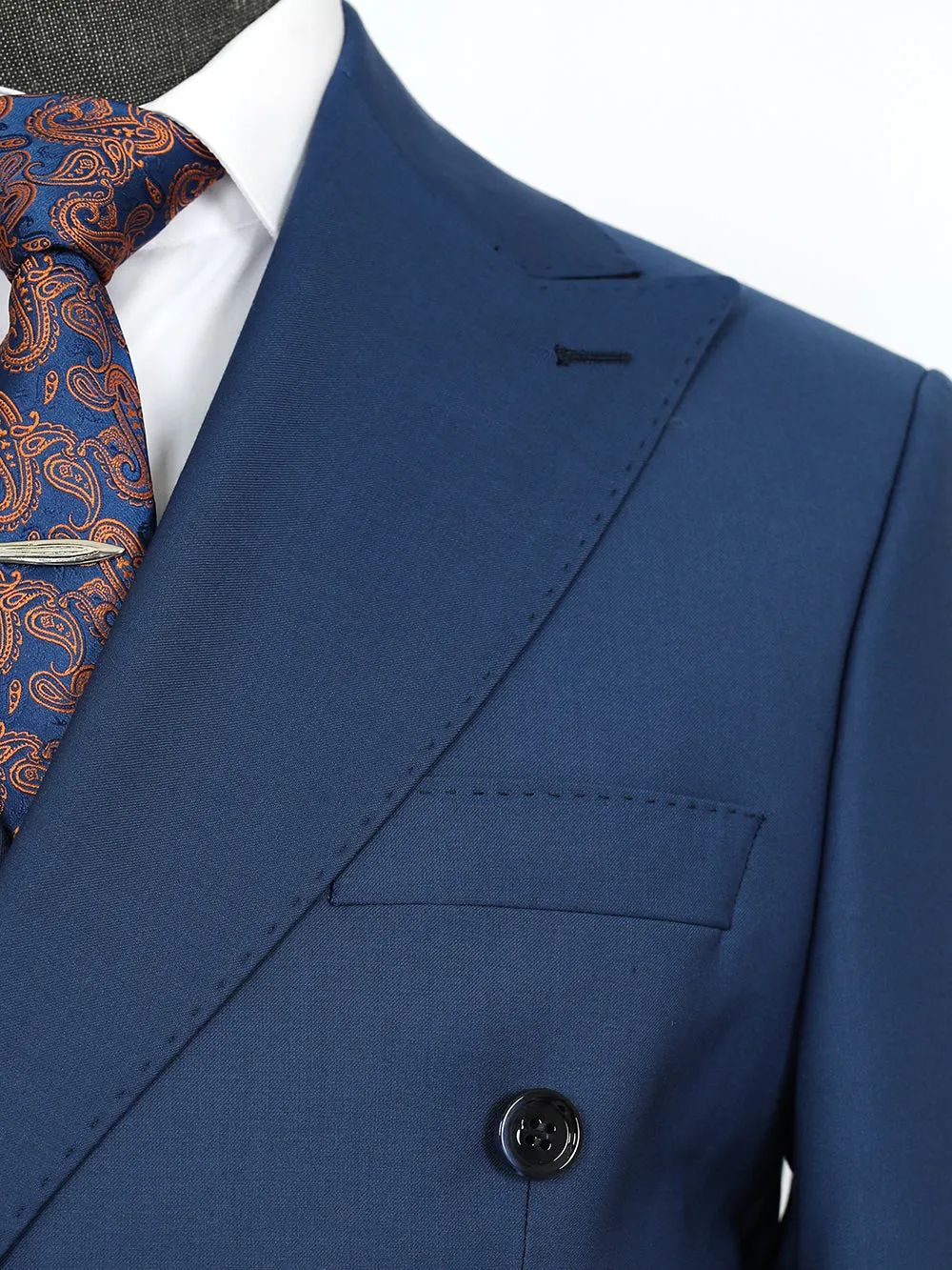Smile Blue Double Bespoke Men Suit Tailored