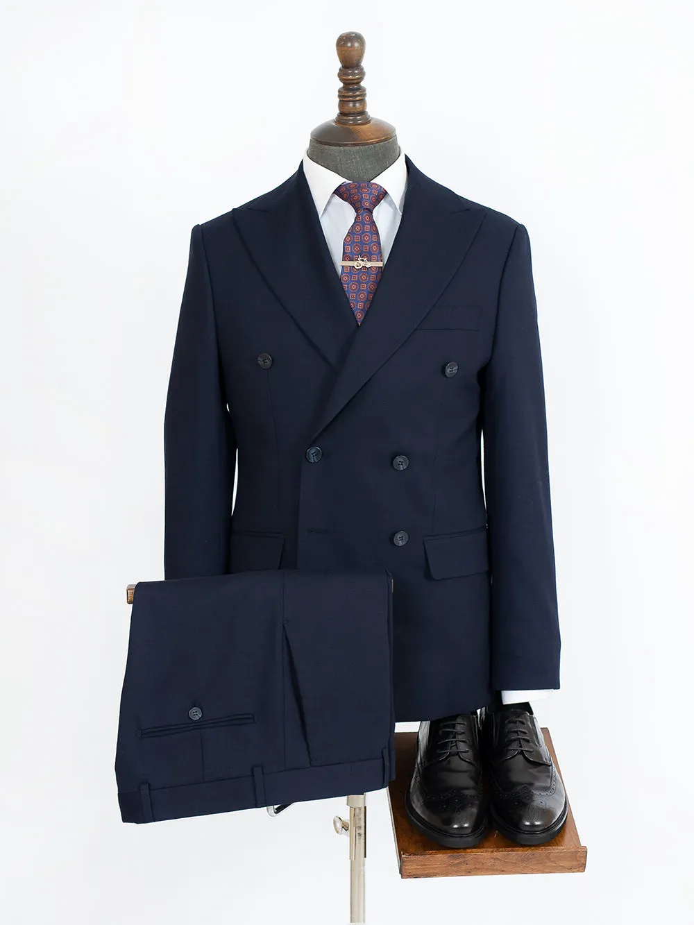 Smile Blue Double Breasted Bespoke Men Suit Tailored